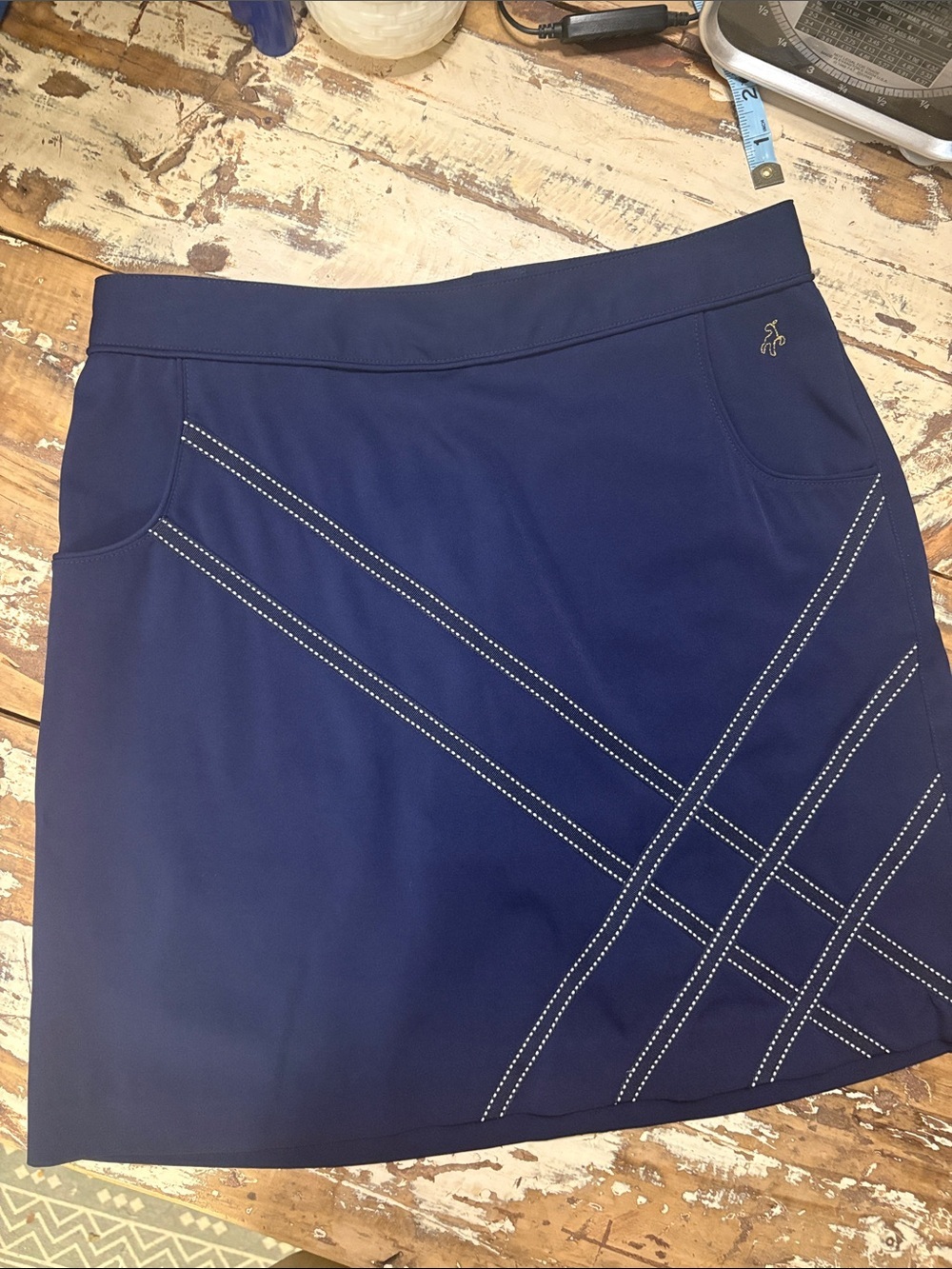 Navy Mini Skort with Contrast Stitching
